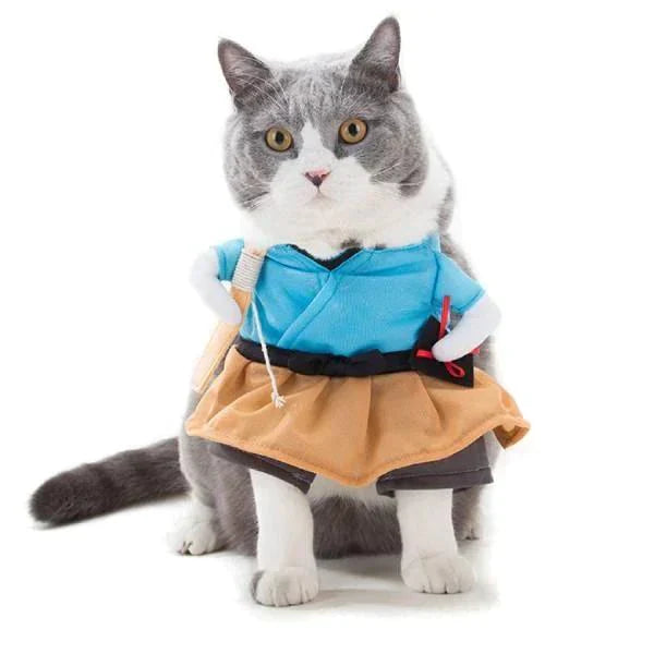 Samurai Costume for Cats and Dogs Pet Outfit Japanese Warrior Pet Clothes