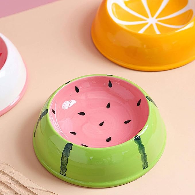 Small Ceramic Dog and Cat Bowl Fruit Edition Premium Pet Feeding Dish