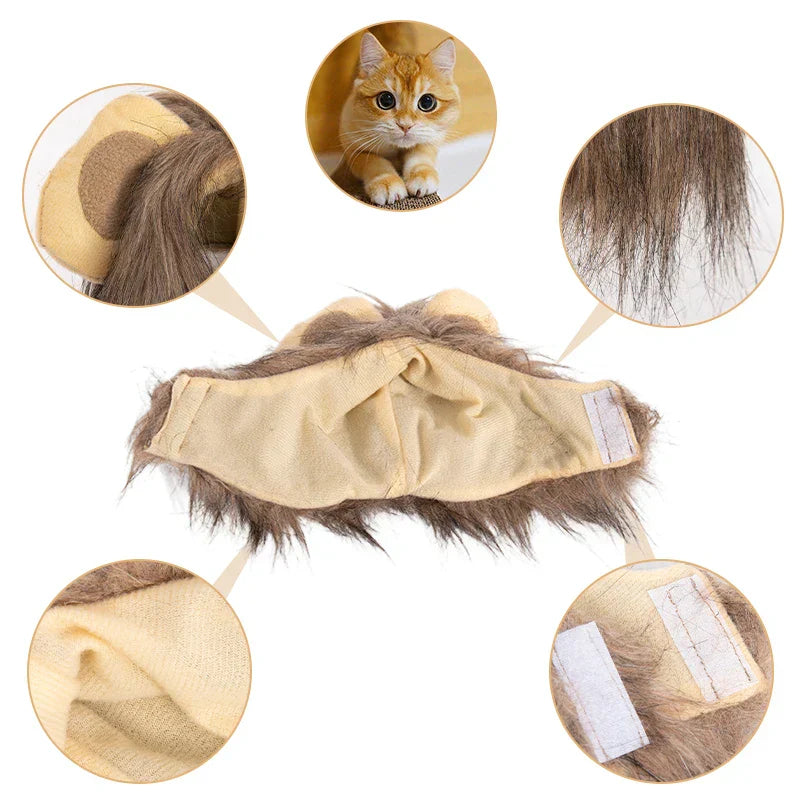 Cat Costume Lion Mane Wig for Cats Pet Dress Up