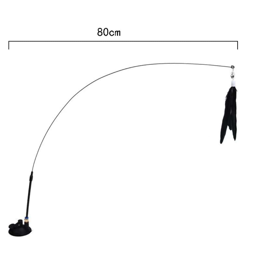 Cat Fishing Rod Toy with Suction Cup Interactive Cat Wand Teaser