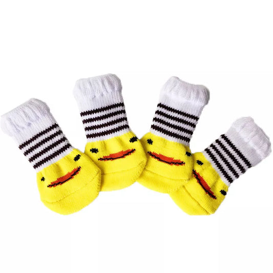 Dog Socks Yellow Striped Non Slip Paw Protectors for Pets