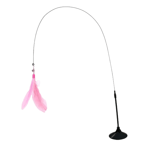 Cat Fishing Rod Toy with Suction Cup Interactive Cat Wand Teaser