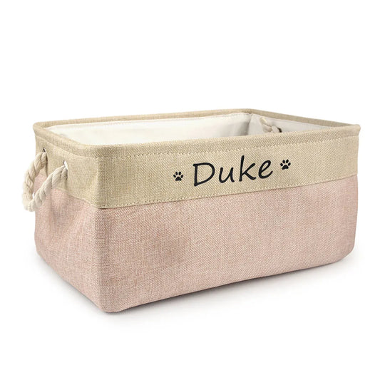 Personalized Pet Storage Basket Customizable Organizer for Dogs and Cats