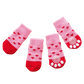 Dog Socks Pink Heart Pattern Cute Paw Protector Socks for Small Medium Large Dogs