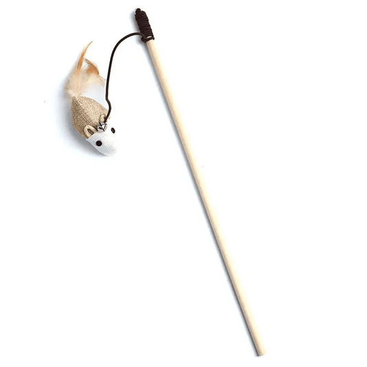 Wooden Cat Fishing Rod Toy Interactive Cat Wand Teaser