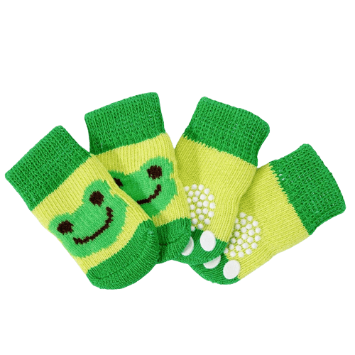 Dog Socks Frog Green Non Slip Pet Booties for Small Medium Large Dogs